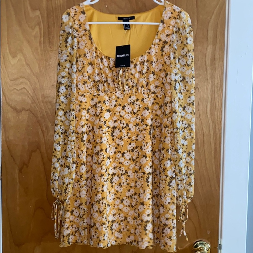 Yellow floral long sleeve dress